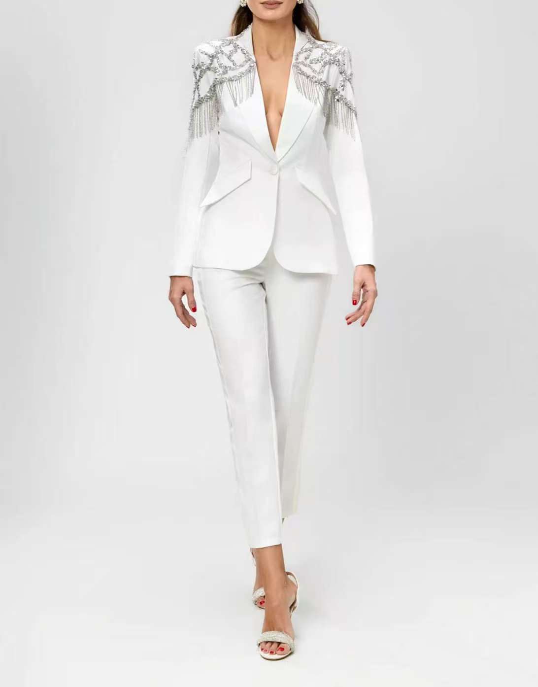 Women'S Formal Wear Tuxedo - Kristallen Kralen Vrouwen Pak Set 2