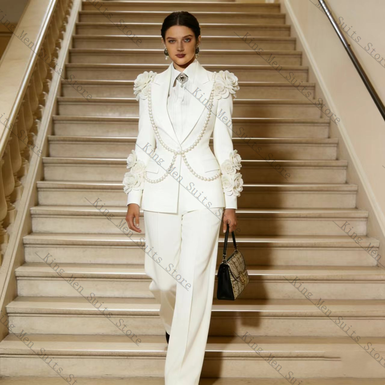 Women'S Formal Wear Tuxedo - Luxe Witte Vrouwen Pak Set 2
