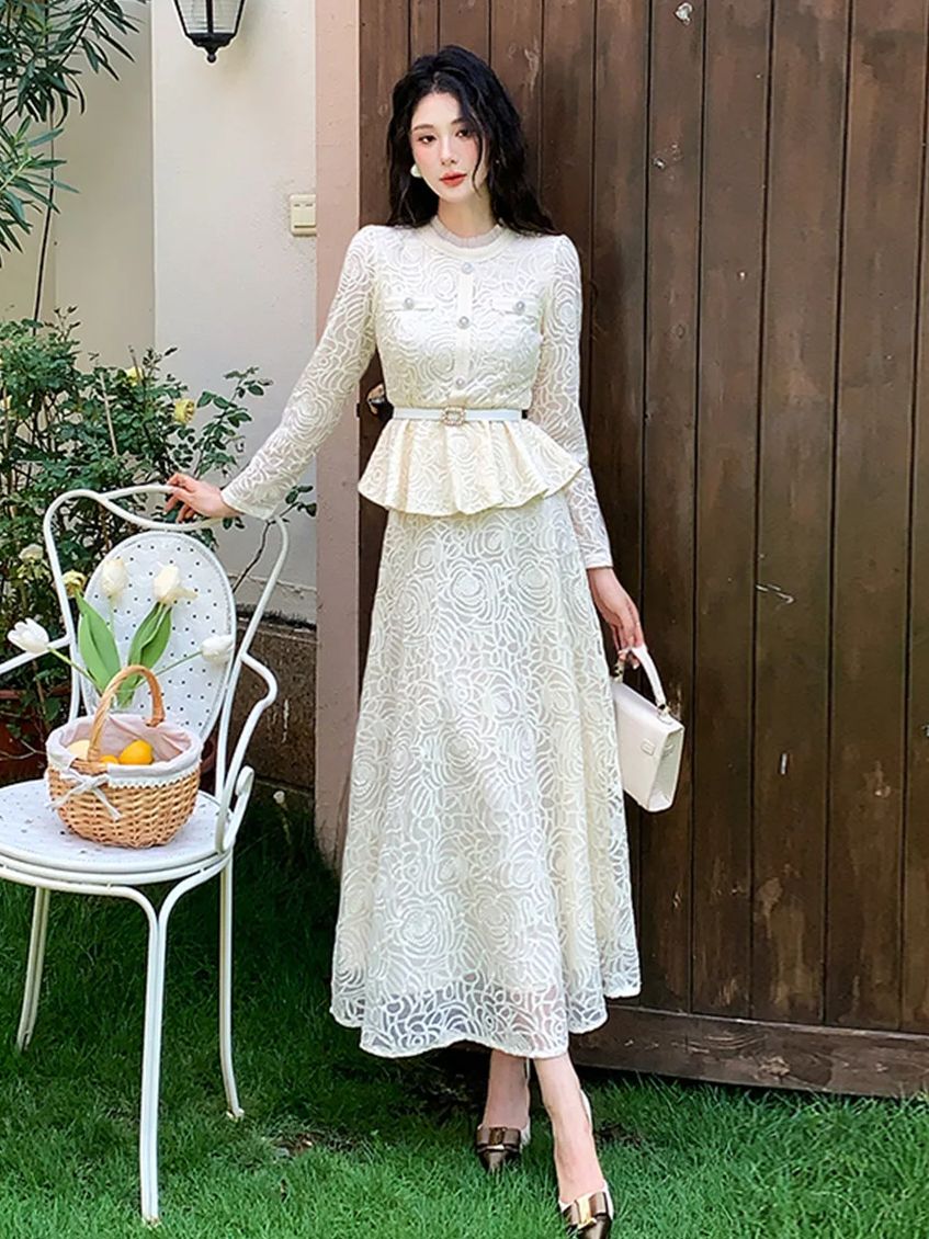 Formal Dress Female - Formele luxe avond kant tweedelige jurk