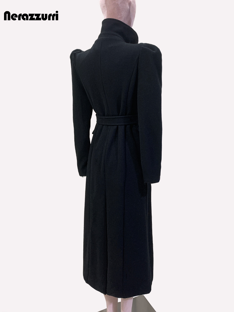 Tailored Coat Wool - Nerazzurri Herfst Winter Lange Zwarte Elegante