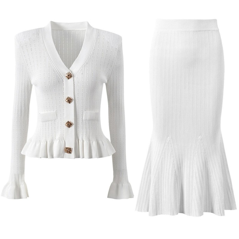 Women'S Formal Wear Cardigan - Elegante Franse stijl dames gebreide tweedelige
