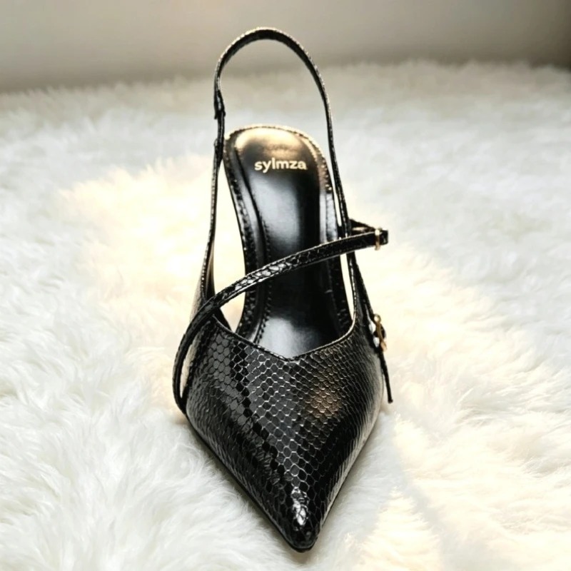 Sexy puntige neus getextureerd - Slingback Heel Formal recensie en prijs
