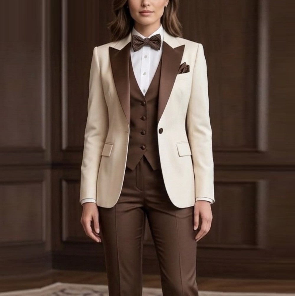 Donkerbruin en wit, formele za - Blazer Set Women Formal recensie en prijs