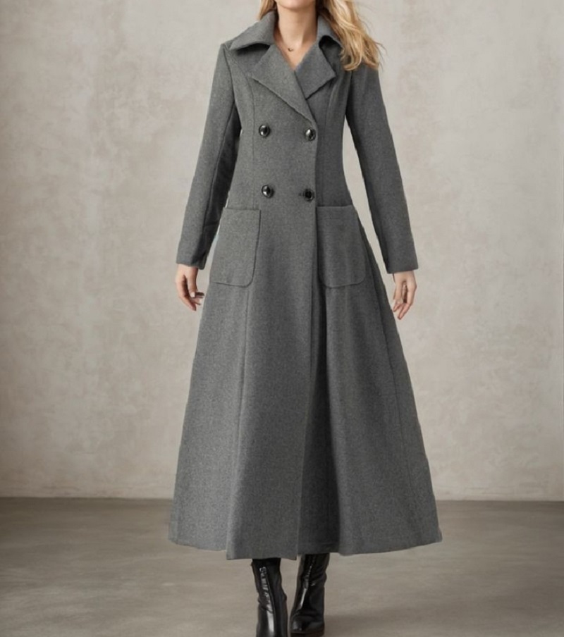 Dames grijze lange jas wol dub - Tailored Coat Wool recensie en prijs