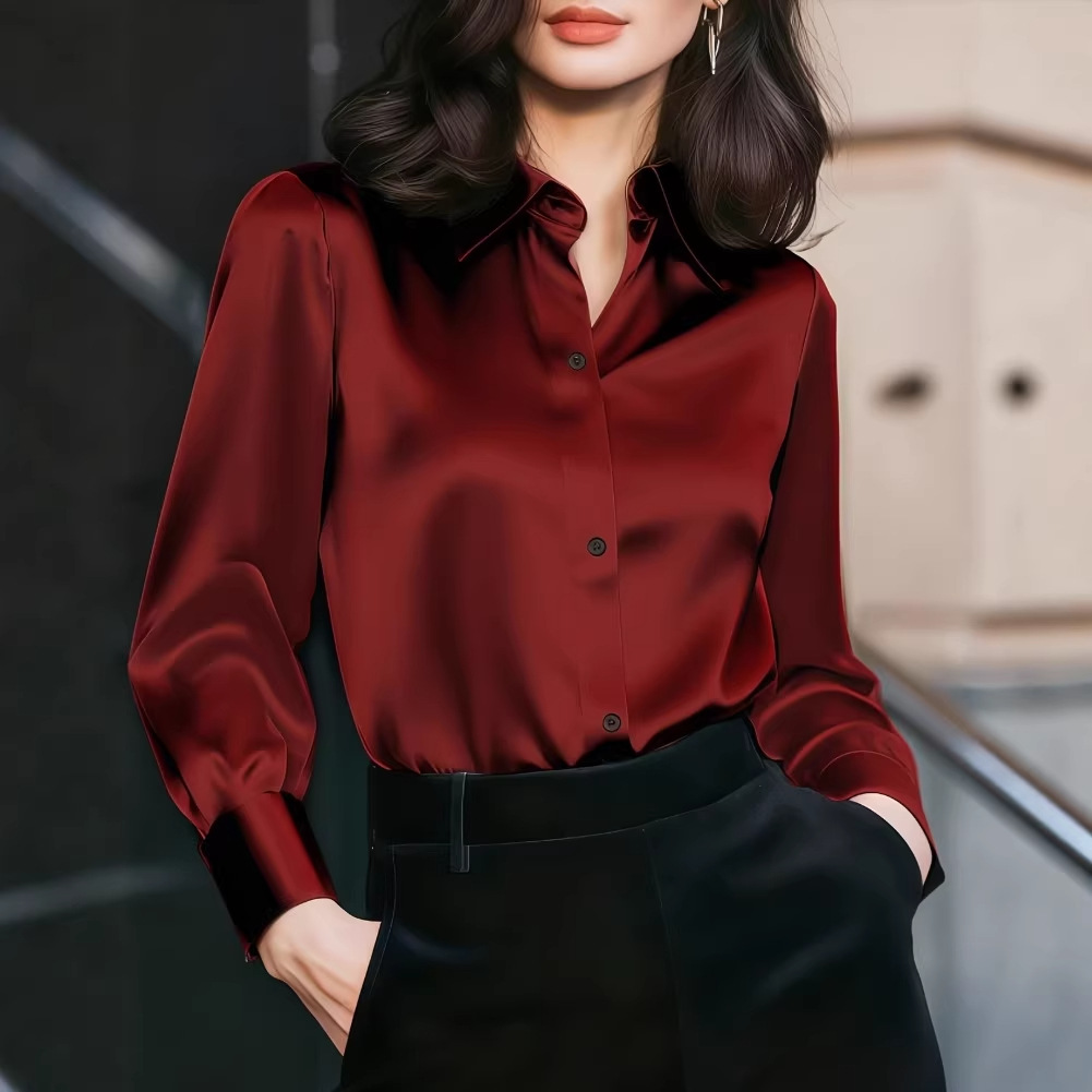 Dames satijnen blouse met reve - Women Formal Wear Office recensie en prijs